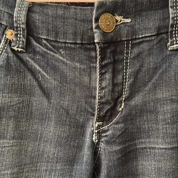 Vintage Y2K Seven7 Blue Boot Cut low rise Jeans with Red Embroidery - Picture 5 of 9